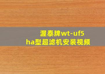 渥泰牌wt-uf5ha型超滤机安装视频