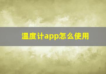 温度计app怎么使用