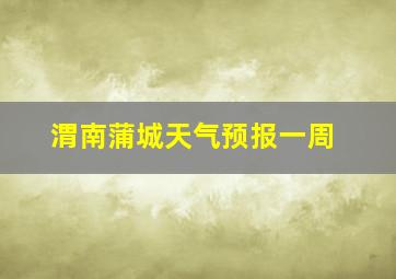 渭南蒲城天气预报一周