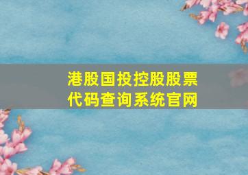 港股国投控股股票代码查询系统官网