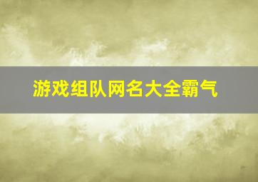 游戏组队网名大全霸气