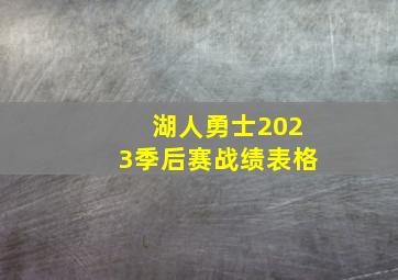 湖人勇士2023季后赛战绩表格