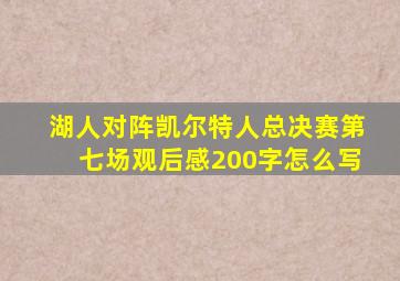 湖人对阵凯尔特人总决赛第七场观后感200字怎么写