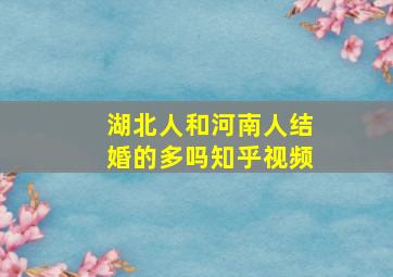 湖北人和河南人结婚的多吗知乎视频