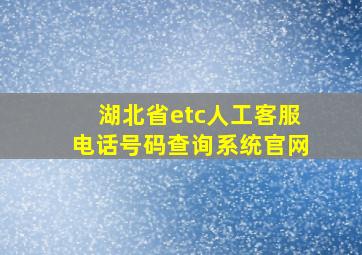 湖北省etc人工客服电话号码查询系统官网