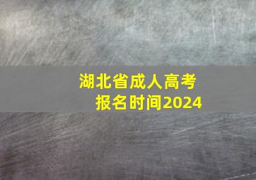 湖北省成人高考报名时间2024