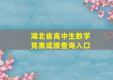 湖北省高中生数学竞赛成绩查询入口