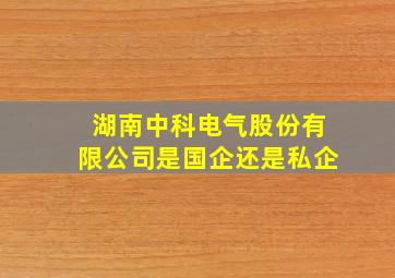 湖南中科电气股份有限公司是国企还是私企