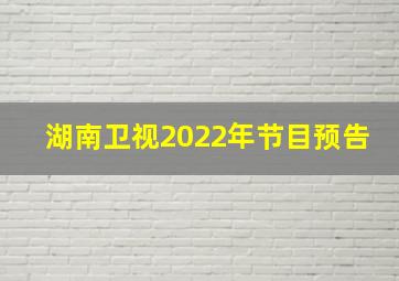 湖南卫视2022年节目预告