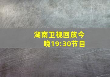 湖南卫视回放今晚19:30节目