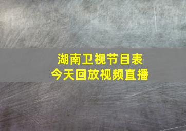 湖南卫视节目表今天回放视频直播