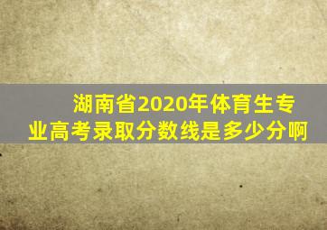 湖南省2020年体育生专业高考录取分数线是多少分啊