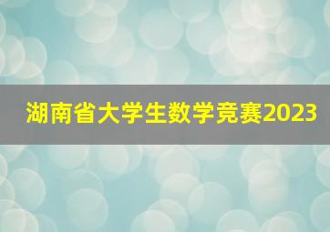 湖南省大学生数学竞赛2023