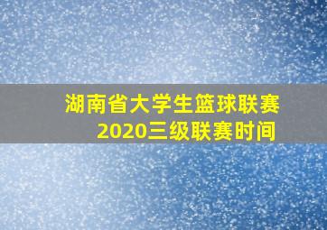 湖南省大学生篮球联赛2020三级联赛时间