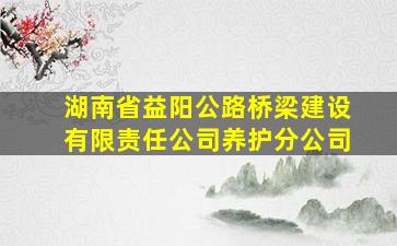 湖南省益阳公路桥梁建设有限责任公司养护分公司