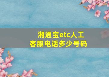 湘通宝etc人工客服电话多少号码