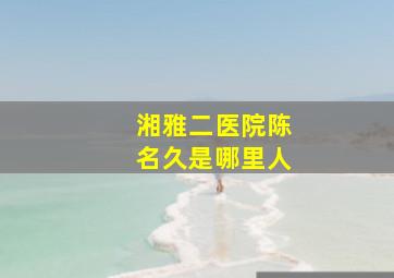 湘雅二医院陈名久是哪里人