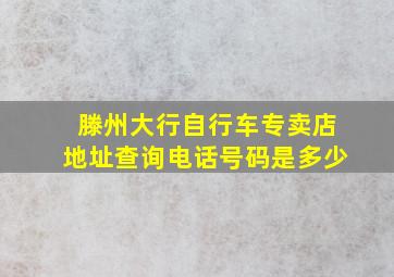 滕州大行自行车专卖店地址查询电话号码是多少