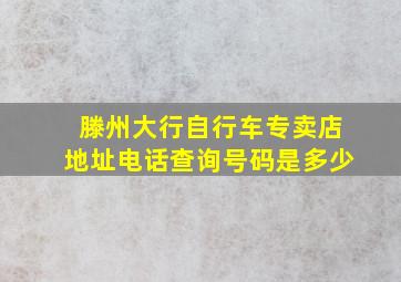 滕州大行自行车专卖店地址电话查询号码是多少