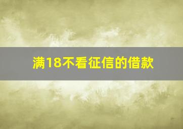 满18不看征信的借款