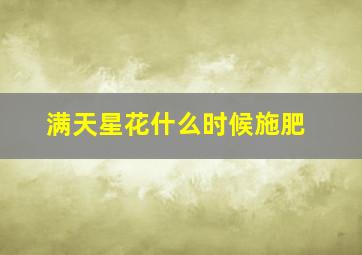 满天星花什么时候施肥