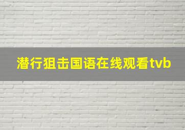 潜行狙击国语在线观看tvb