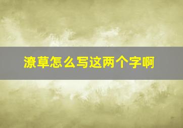 潦草怎么写这两个字啊