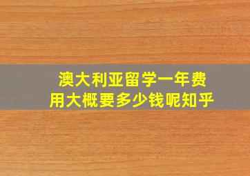 澳大利亚留学一年费用大概要多少钱呢知乎