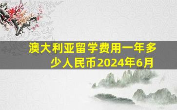 澳大利亚留学费用一年多少人民币2024年6月