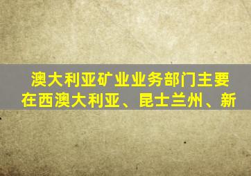 澳大利亚矿业业务部门主要在西澳大利亚、昆士兰州、新