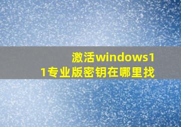 激活windows11专业版密钥在哪里找