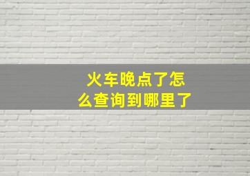 火车晚点了怎么查询到哪里了