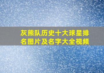 灰熊队历史十大球星排名图片及名字大全视频