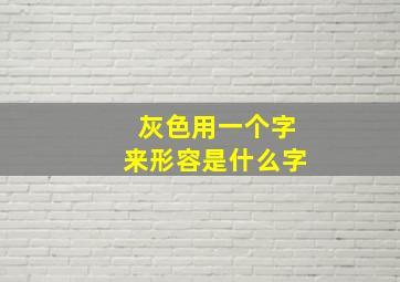 灰色用一个字来形容是什么字