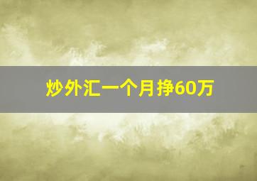 炒外汇一个月挣60万