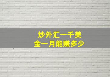 炒外汇一千美金一月能赚多少