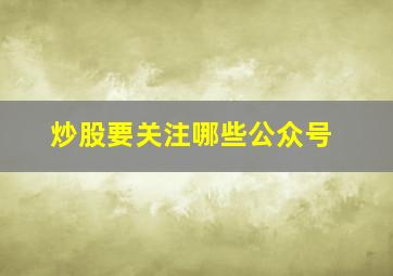 炒股要关注哪些公众号