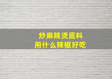 炒麻辣烫底料用什么辣椒好吃