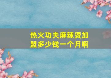 热火功夫麻辣烫加盟多少钱一个月啊