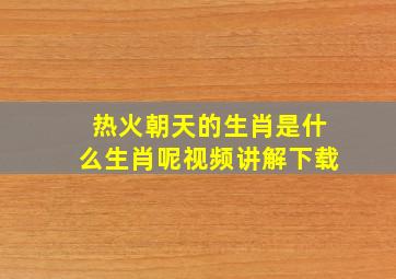 热火朝天的生肖是什么生肖呢视频讲解下载