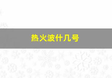 热火波什几号