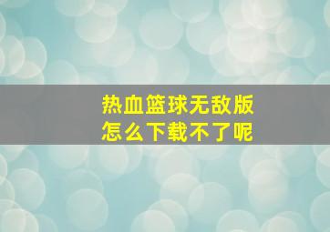 热血篮球无敌版怎么下载不了呢