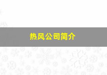 热风公司简介