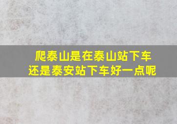 爬泰山是在泰山站下车还是泰安站下车好一点呢