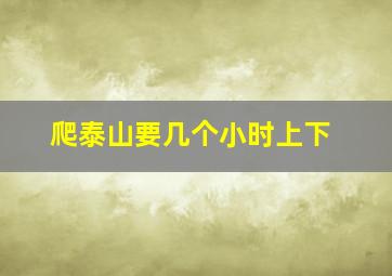 爬泰山要几个小时上下