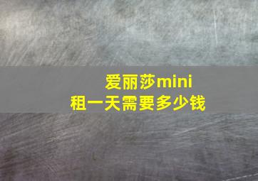 爱丽莎mini租一天需要多少钱