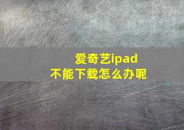 爱奇艺ipad不能下载怎么办呢