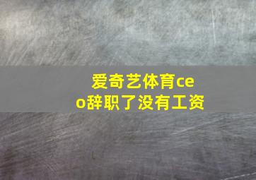 爱奇艺体育ceo辞职了没有工资