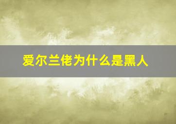 爱尔兰佬为什么是黑人