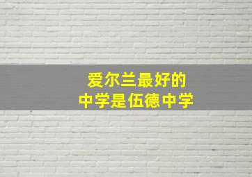 爱尔兰最好的中学是伍德中学